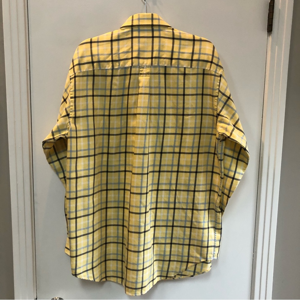 Bobby Jones yellow plaid light weight cotton flannel size L 16-16.5 EUC - Picture 2 of 4